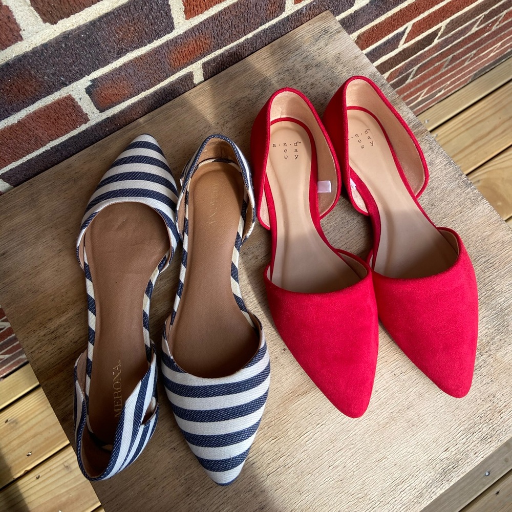 Red white and blue flats